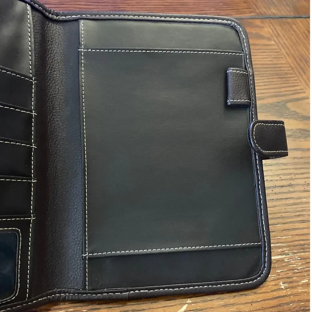 FRANKLIN COVEY Day One Dark Brown Faux Leather Organizer Planner Binder Vintage